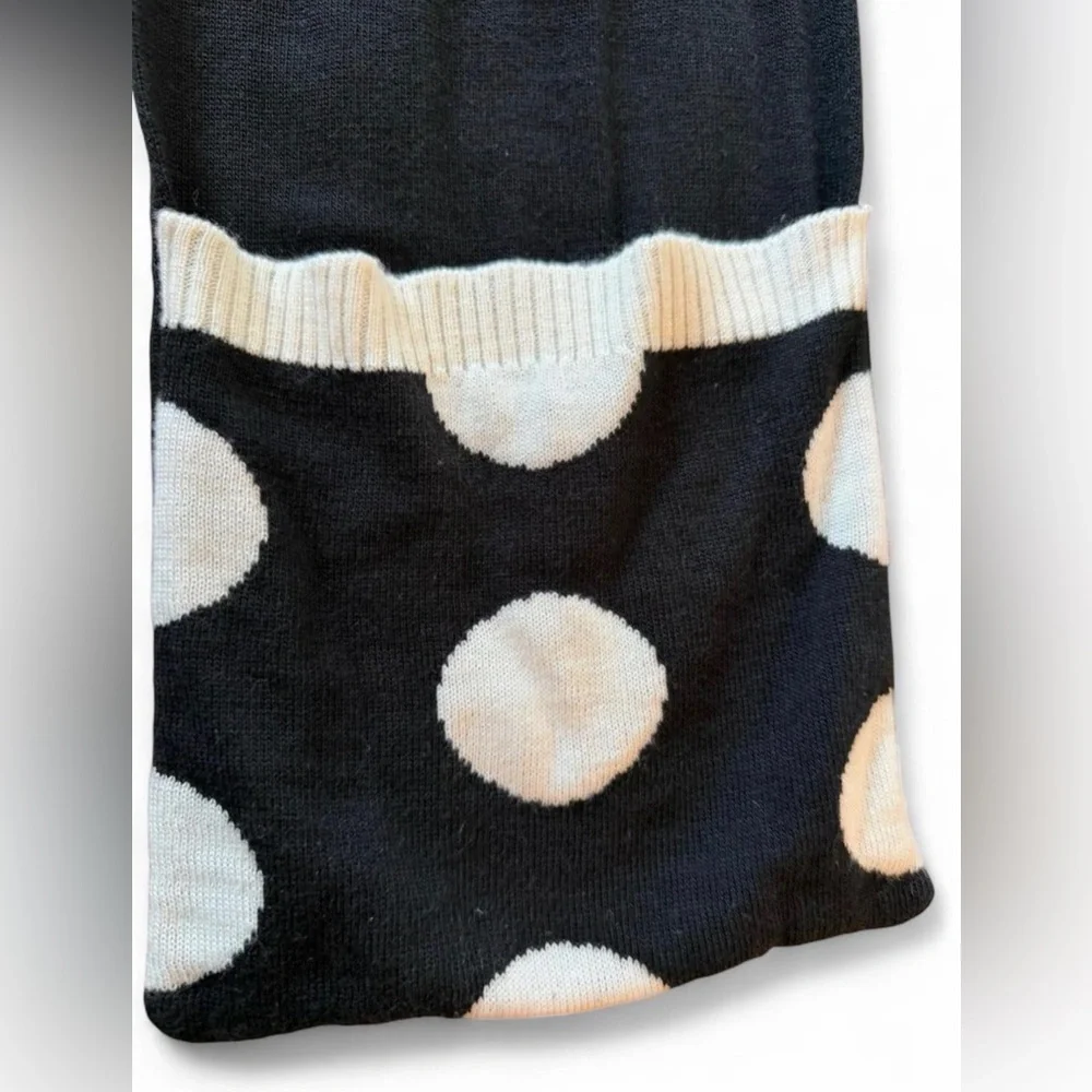 Lulu by Lulu Guinness Black Polka Dot Pocket Scarf Knit Goth Cosplay Cozy